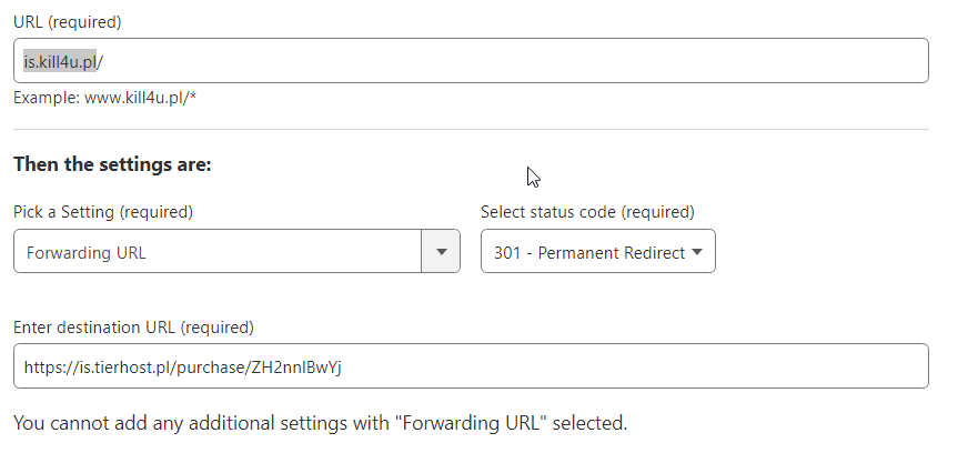 Cloudflare Forwarding URL