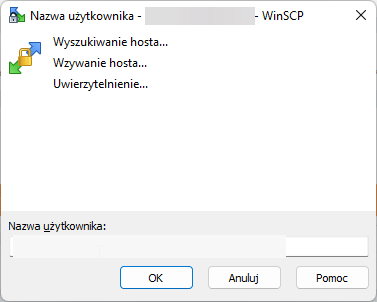 Nazwa użytkownika WinSCP